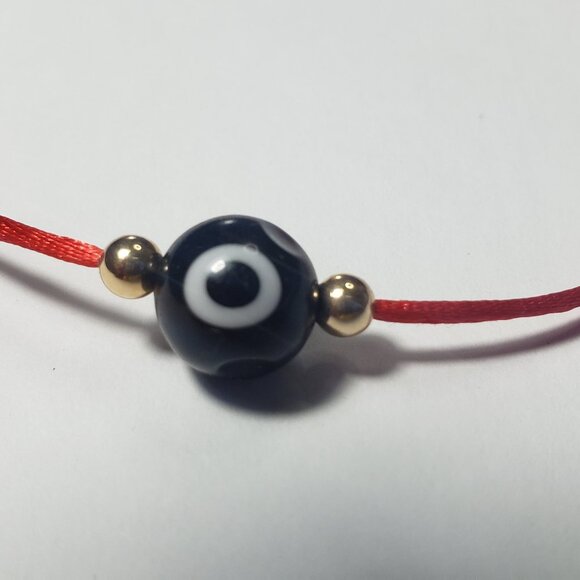 COPY - 14K Solid GOLD Beads Evil Eye Red String Kabbalah Bracelet Protection Go… - Picture 3 of 6